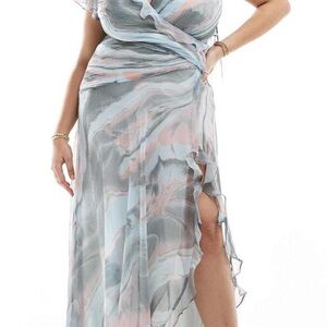 💖 ASOS Watercolor Wrap Maxi Dress – Size 18
